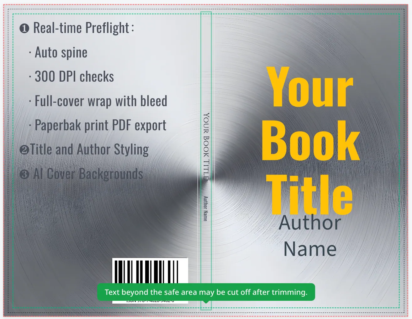 5x8 KDP template preview for compact paperback novels and travel guides.