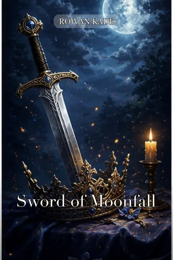 Sword of Moonfall fantasy book cover example from the fantasy book cover generator gallery
