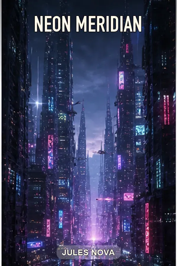 Neon Meridian science fiction book cover example from the sci fi book cover generator gallery