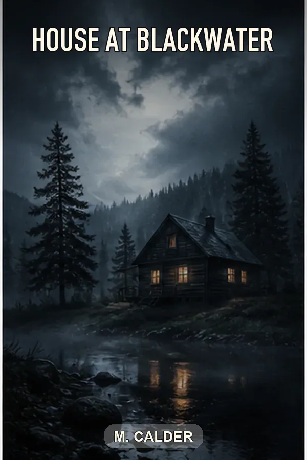 House at Blackwater thriller cover example with a cabin