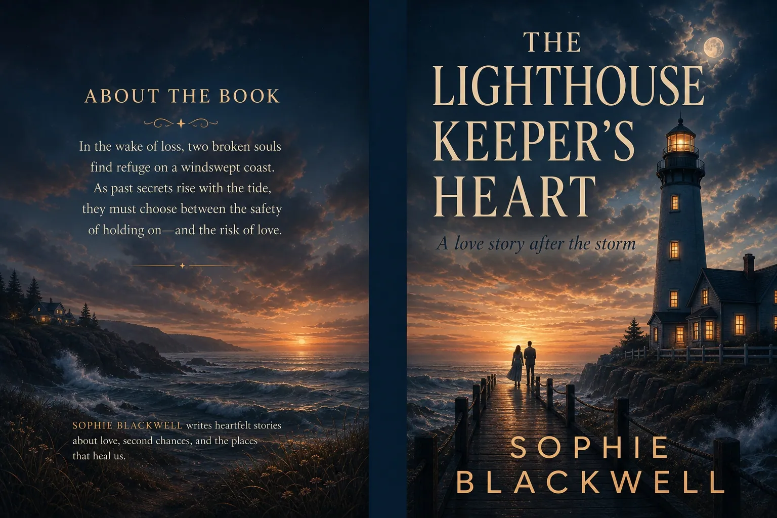 Generated paperback full wrap cover preview for The Lighthouse Keeper's Heart