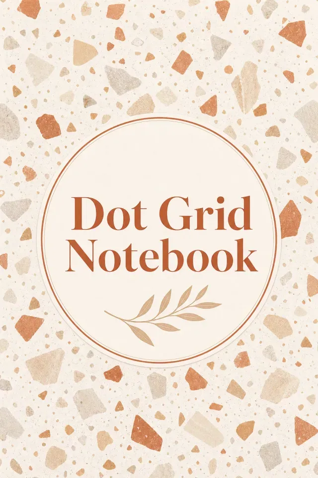 Dot grid notebook cover with a terrazzo pattern
