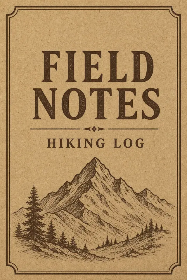 Field notes hiking notebook cover on kraft paper
