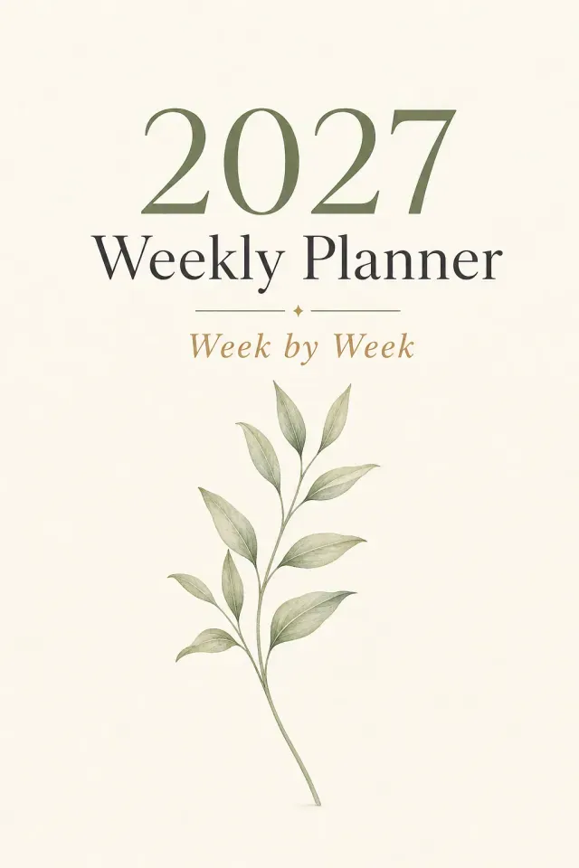 Weekly planner cover with a sage botanical sprig