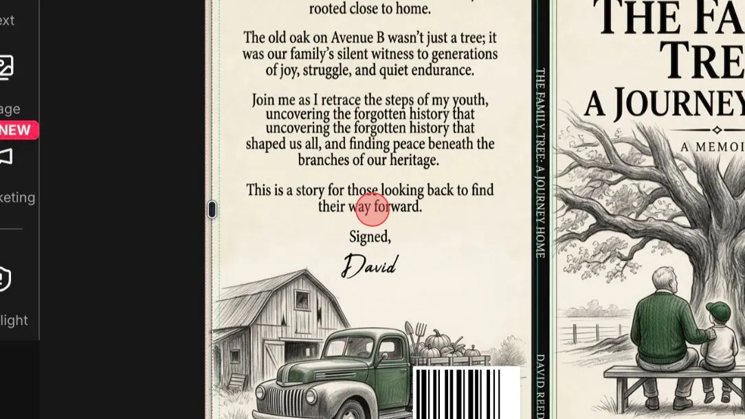 Paperback wrap showing text and spine alignment close to the safe-zone guides