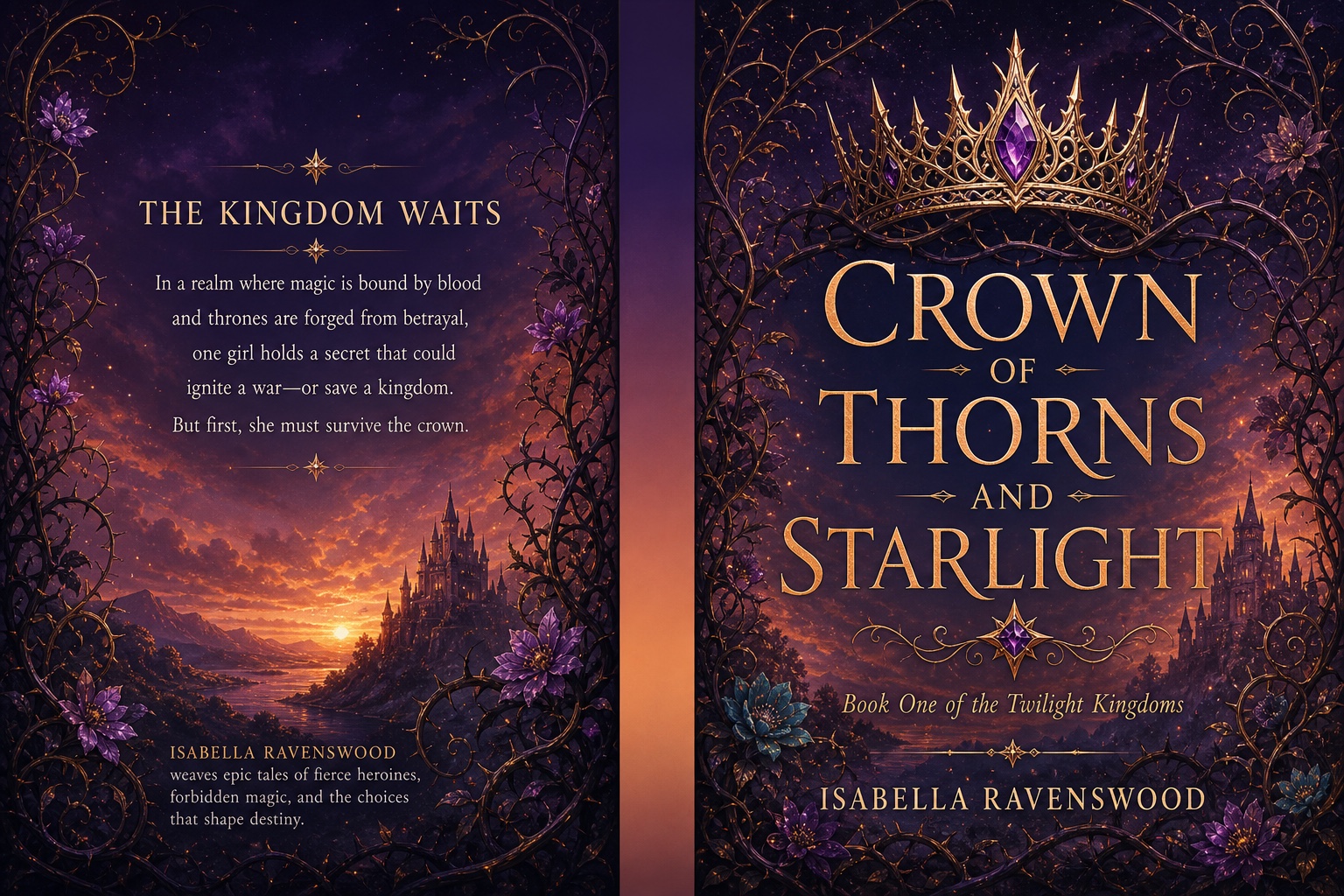 Fantasy paperback full wrap cover generated by BookCoversLab AI cover generator